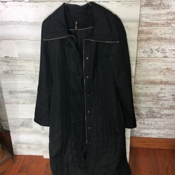 BCBGMaxAzria Long black quilted puffer coat womens trench coat winter co… - Picture 6 of 8